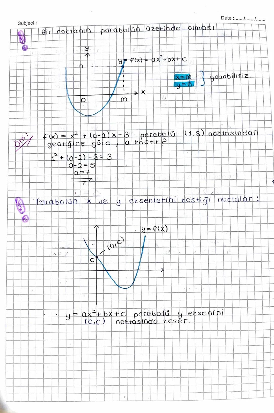 Subject:

= PARABOL =

Date :......./................

f(x) = ax²+bx+c fonksiyonlara ikinci dereceden fontsi-
yonlar denir.

İkinci derecede