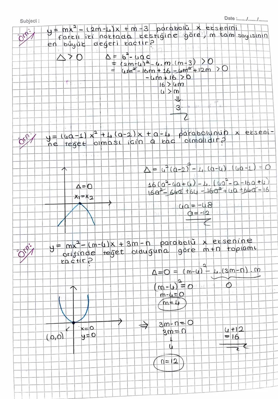 Subject:

= PARABOL =

Date :......./................

f(x) = ax²+bx+c fonksiyonlara ikinci dereceden fontsi-
yonlar denir.

İkinci derecede