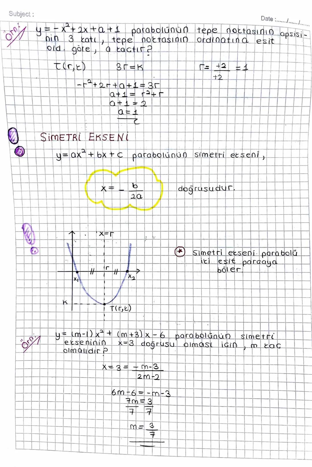 Subject:

= PARABOL =

Date :......./................

f(x) = ax²+bx+c fonksiyonlara ikinci dereceden fontsi-
yonlar denir.

İkinci derecede