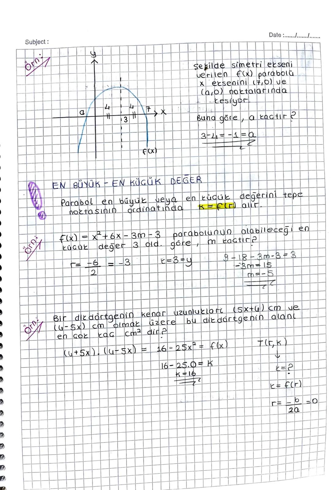 Subject:

= PARABOL =

Date :......./................

f(x) = ax²+bx+c fonksiyonlara ikinci dereceden fontsi-
yonlar denir.

İkinci derecede
