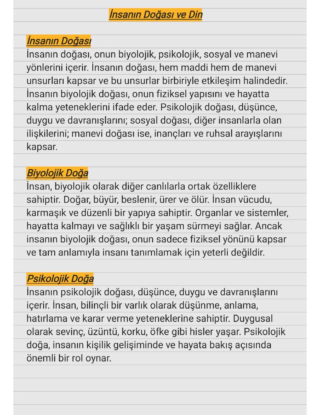 9.SINIF - İNSANIN DOĞASI VE DİN