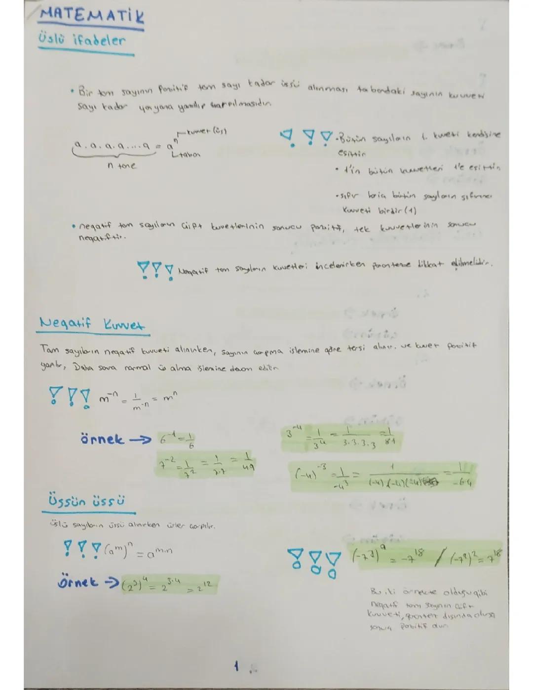 Üslü Sayılar 8. Sınıf Matematik Konusu