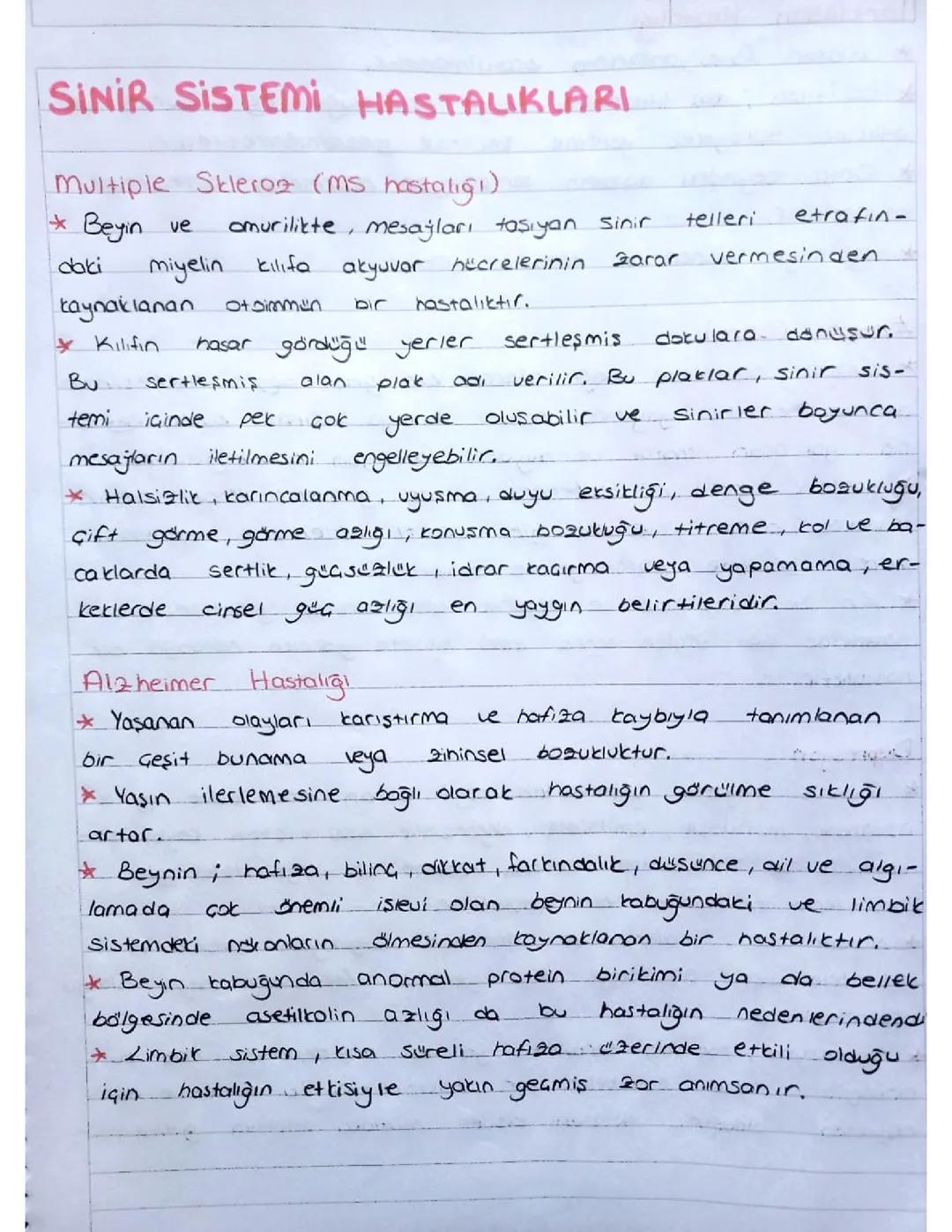 11. Sınıf biyoloji sinir sistemi hastalıkları konu anlatımı 