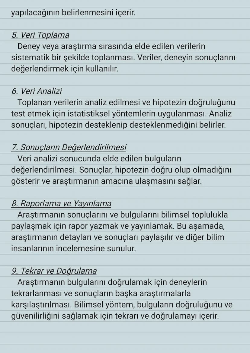 Bilimsel Yöntem
Bilimsel yöntem, bilimsel bilgiyi sistematik ve objektif bir
şekilde elde etmek için kullanılan bir dizi adımdan oluşan
süre