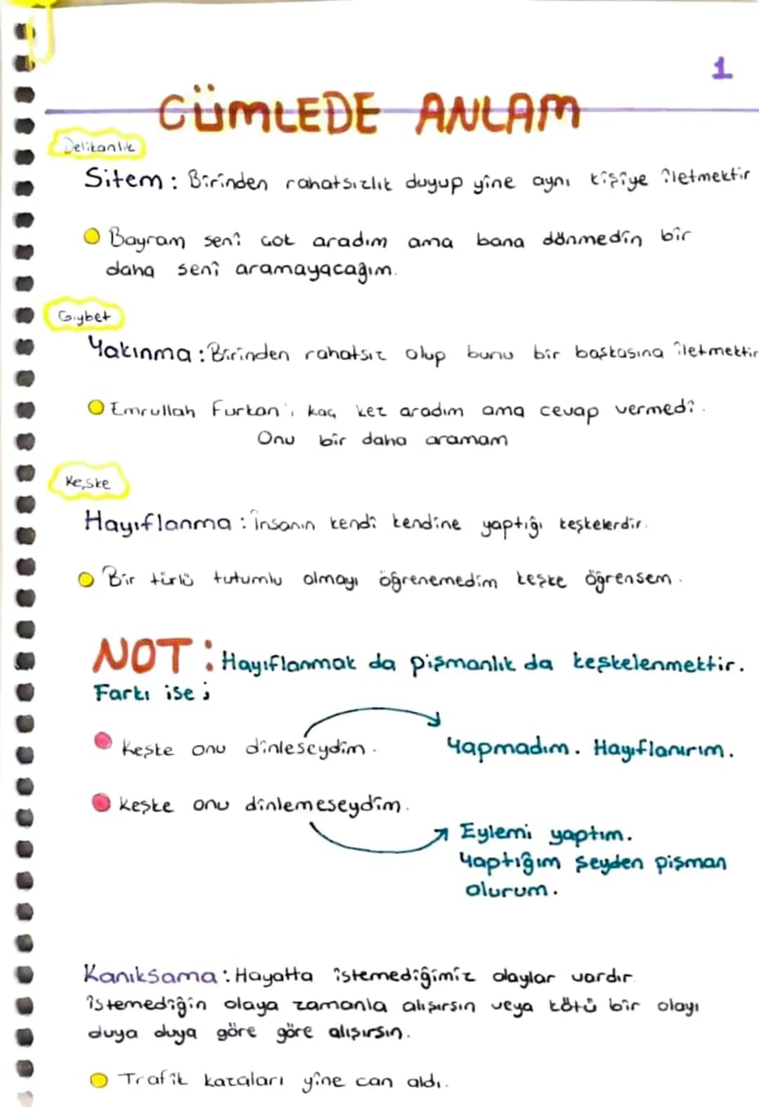 1
Delikanlik
CÜMLEDE ANLAM
Sitem: Birinden rahatsızlık duyup yine aynı kişiye iletmektir
Bayram sen? Got aradım ama
bana dönmedin bir
Gıybet