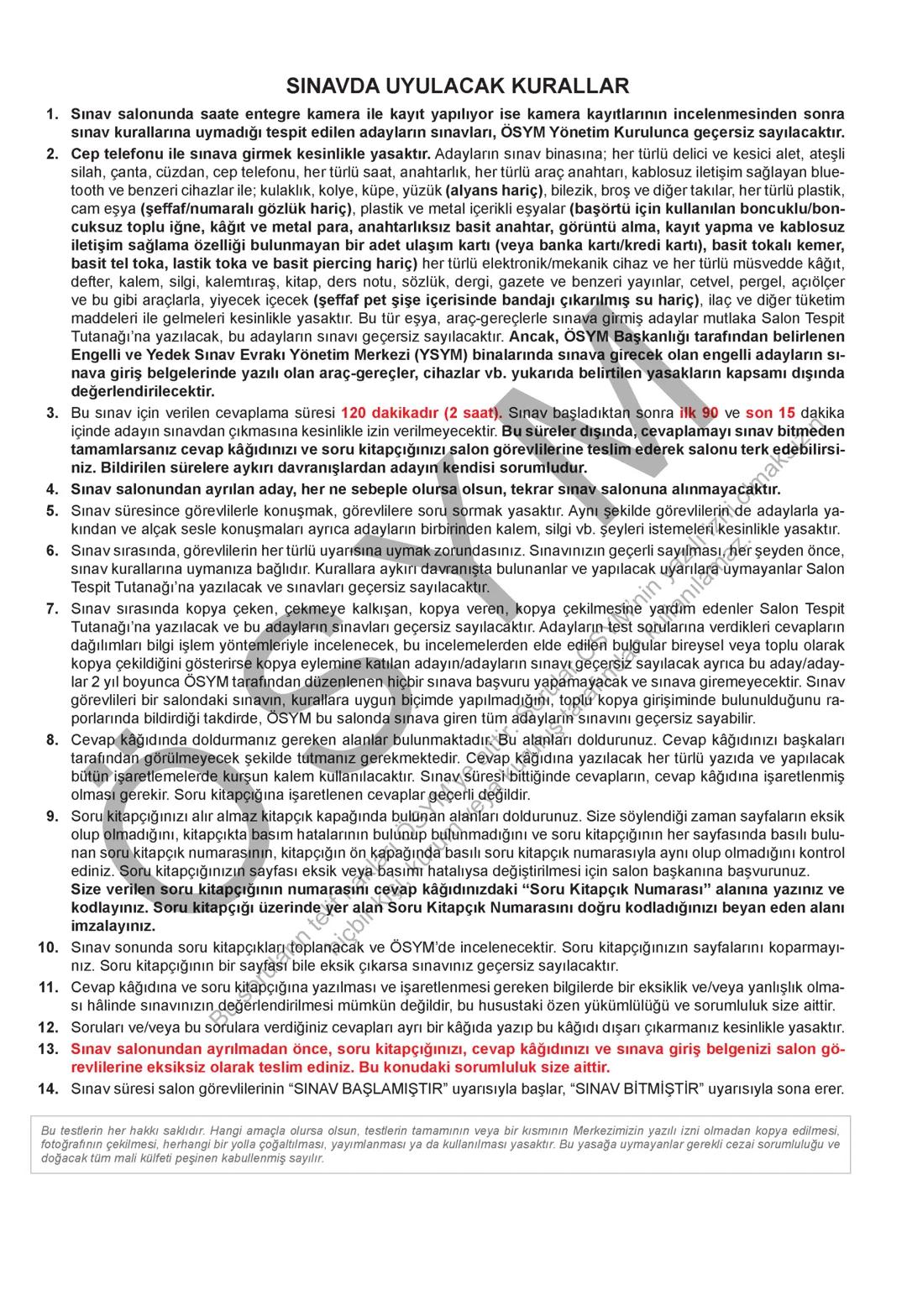 ÖSYM
T.C. Ölçme, Seçme ve Yerleştirme Merkezi
YÜKSEKÖĞRETİM KURUMLARI SINAVI
YABANCI DİL TESTİ (2025-YDT)
İNGİLİZCE
22 HAZİRAN 2025 PAZAR
Bu