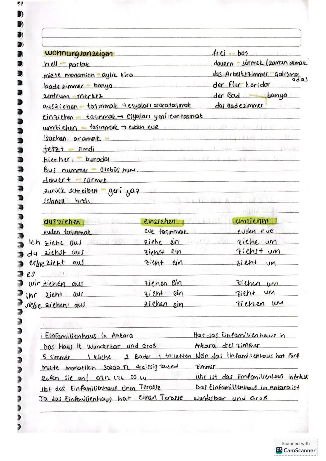 1242
HN UN
DIE WOHN
hausaufgaben
das Einfamilienhaus müstakil ev
das mehrfamilienhaus aile apartmani
das Reihenhaus sirali ev
das Hochhaus y