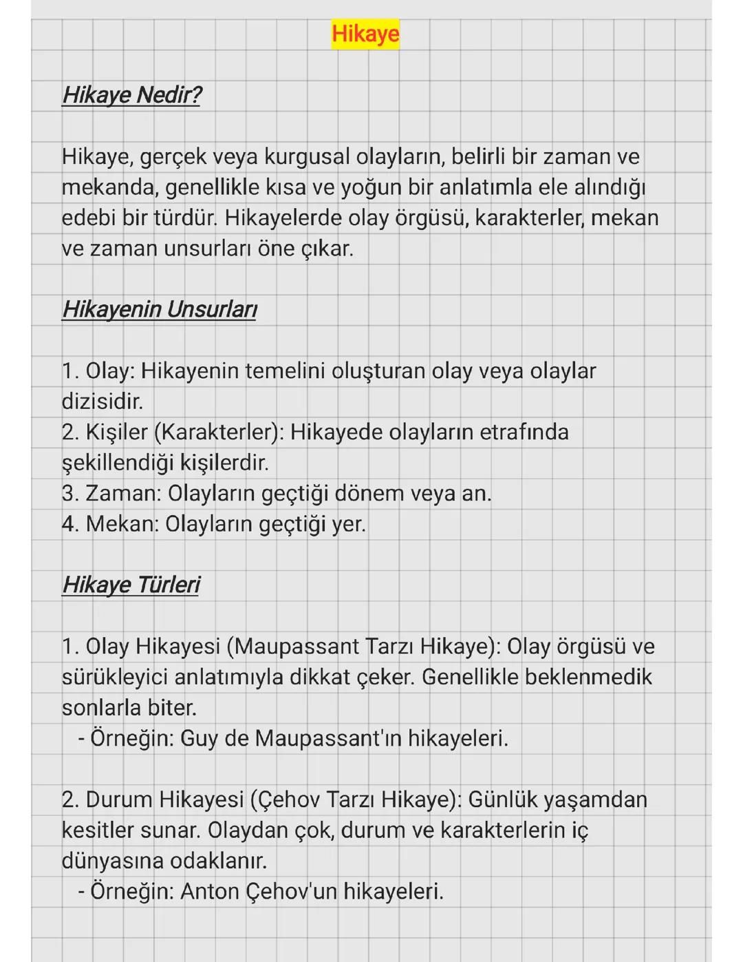 9. Sınıf Hikaye Özetleri