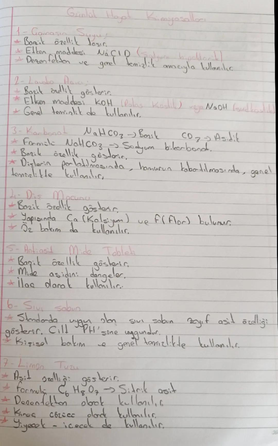 Günlük Hayat Kimyasalları

1- Gomasia Suyu,
* Bozik özellik loser.
* Elken maddesi NaCID (Sadyan bipollonill
* Denzen fekten ve genel temizl