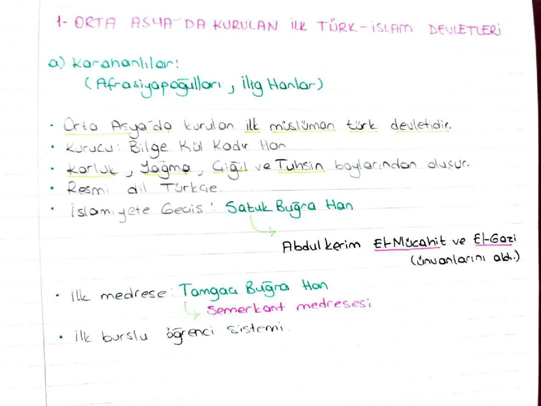 İlk Türk İslam Devletleri ve Orta Asya'daki Etkileri