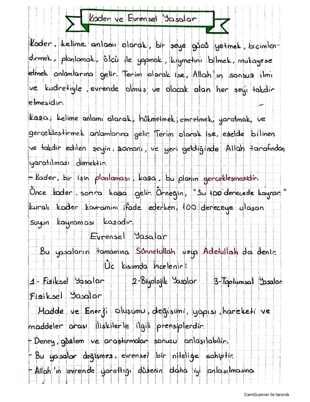 Kader ve evrensel yasalar