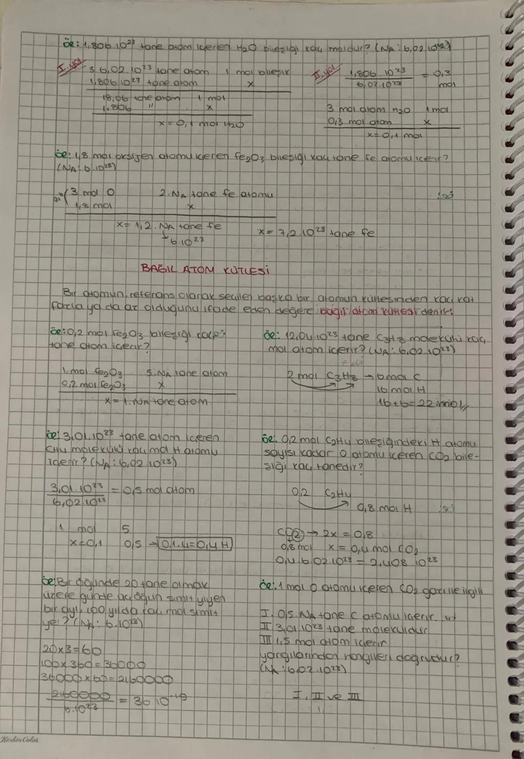 Keskin Color
NOL KAVRAMI
Atomiar çok kiçik taneciklerdir. Atom ve molekul gibi kuyuk taneciklerin
sayısını ve miktarın belirtmek lain moi ka
