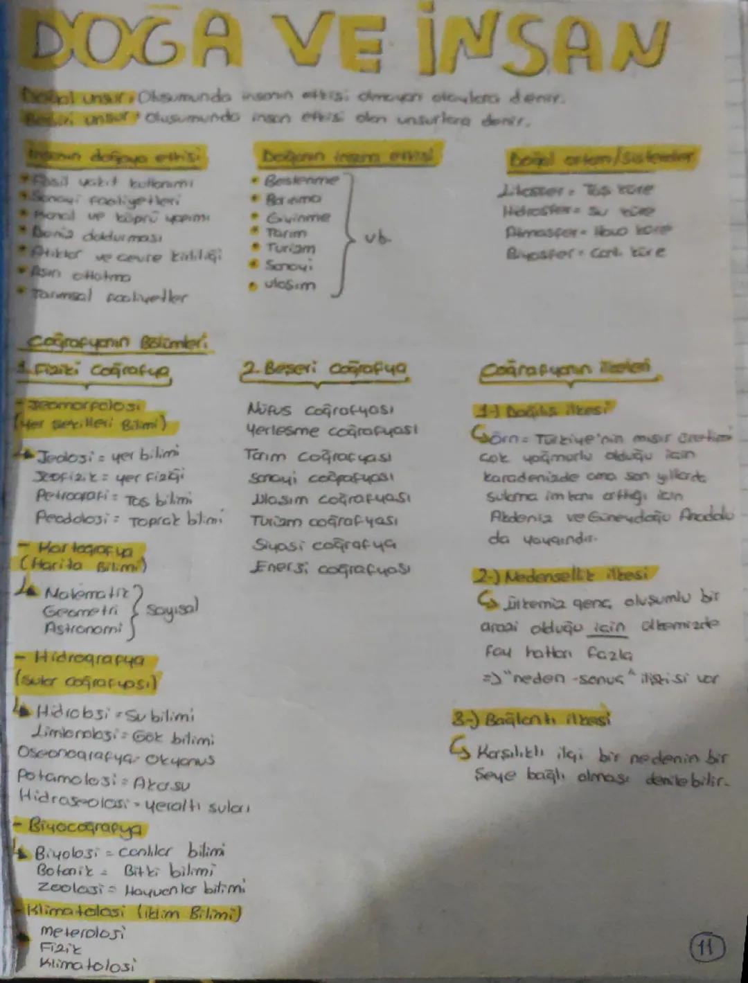 Coğrafya 9. Sınıf 1. Ünite 1. Bölüm özet 