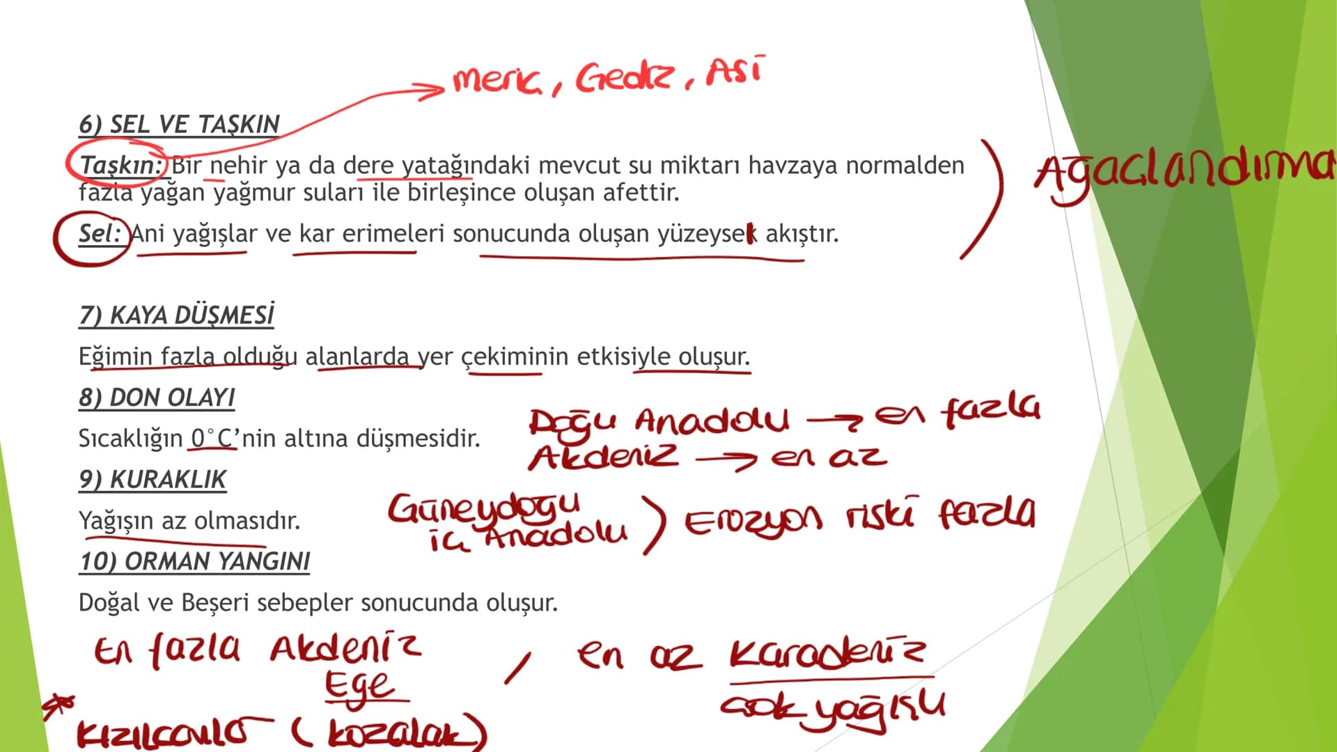 TÜRKİYE'DE DOĞAL
AFETLER 1)DEPREMLER
Çöküntü
karstik araziler
maden ocakla
konya
Tektonik
Volkanik
En fazla
görüler
Konya
kurak
yeraltı sula