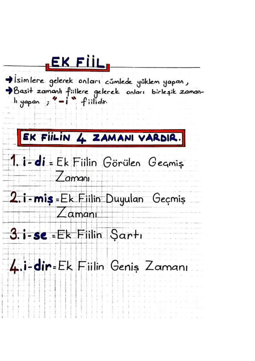 EK FİİLİN 2 TEMEL GÖREVİ VARDIR..
1. İsim ve isim soylu sözcüklere gelerek;
onları cümlede yüklem yapar.
ÖRNEK:
* Bu hayatta tek güvendiğim,