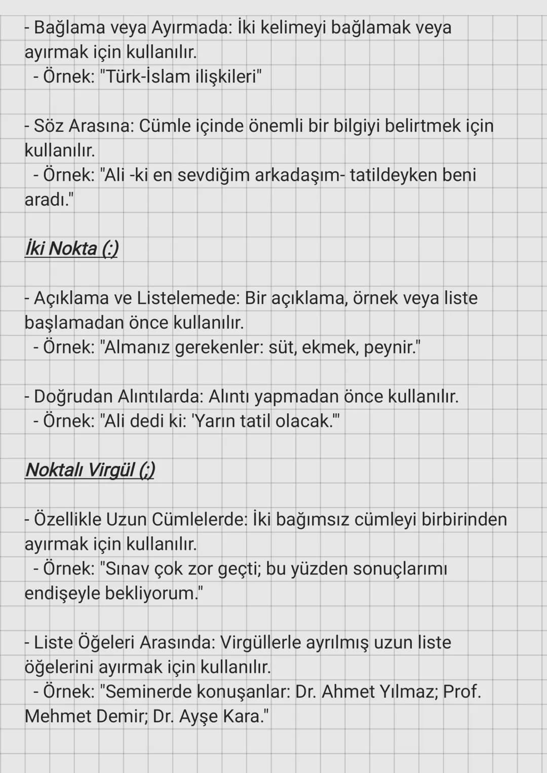 Noktalama İşaretleri
Nokta (.)
- Cümle Sonunda: Bir cümlenin sona erdiğini belirtir.
- Örnek: "Bugün hava çok güzel."
- Kısaltmaların Sonund