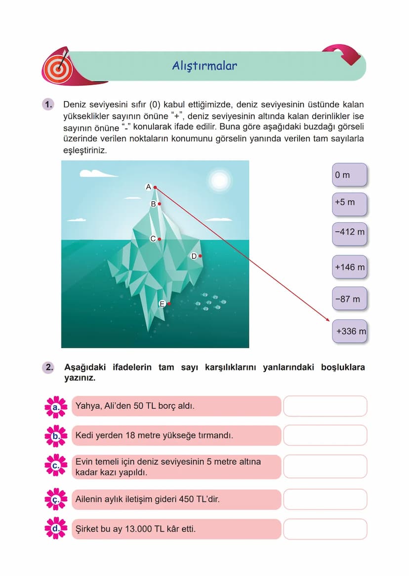 6. SINIF MATEMATİK
TAM SAYILAR ETKİNLİKLİ KONU ANLATIMI
Bilgi Kutusu
◆ Sayı doğrusunda sıfırın sağında bulunan tam sayılara pozitif tam sa-
