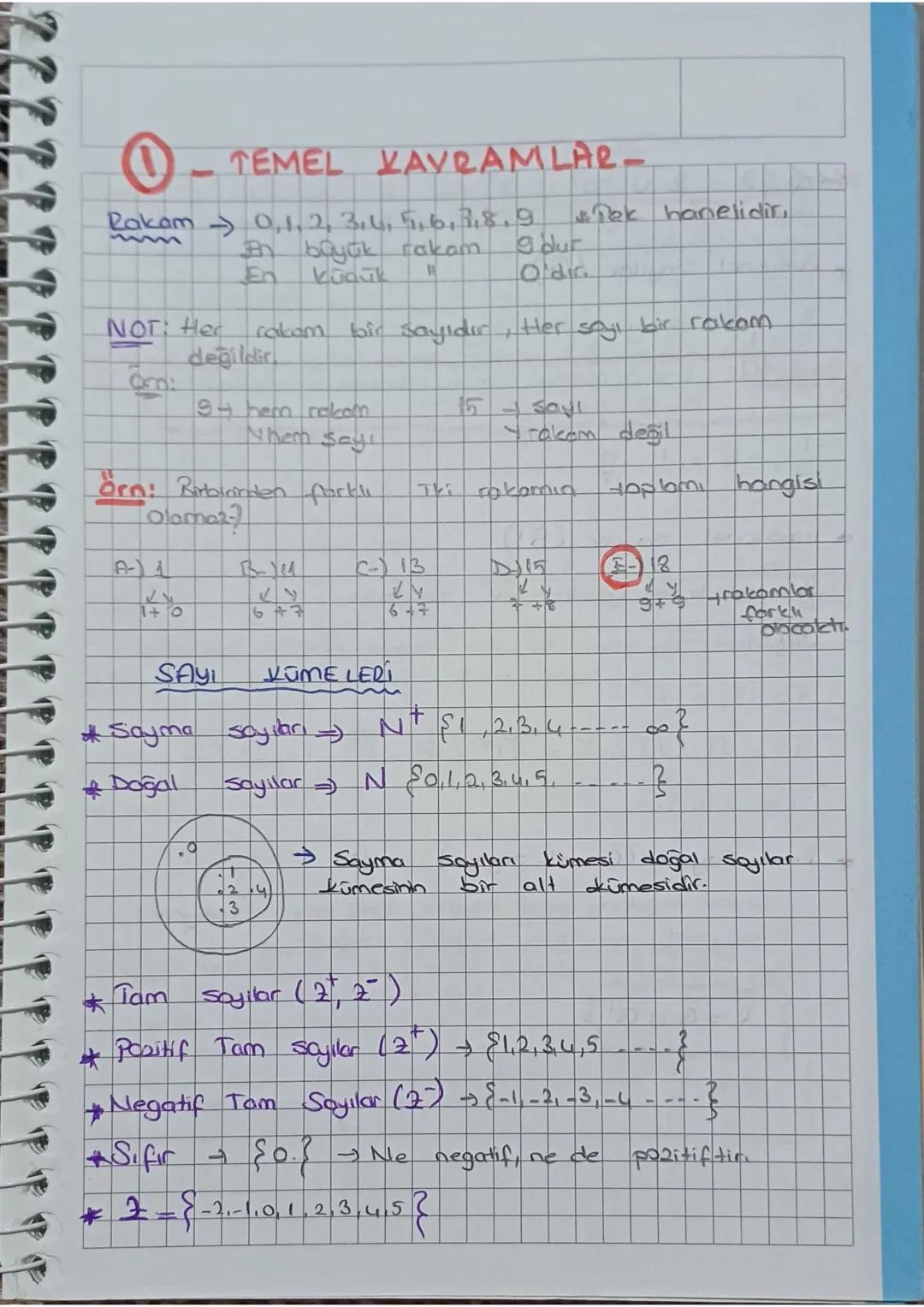 ①- TEMEL KAVRAMLAR-
Rakam 0,1,2,3,4,5,6189
En büyük rakam
kuouk
dur
Odia
Tek hanelidir
bir sayıdır, Her sayi bir rakam
NOT: Her
cakam
değild