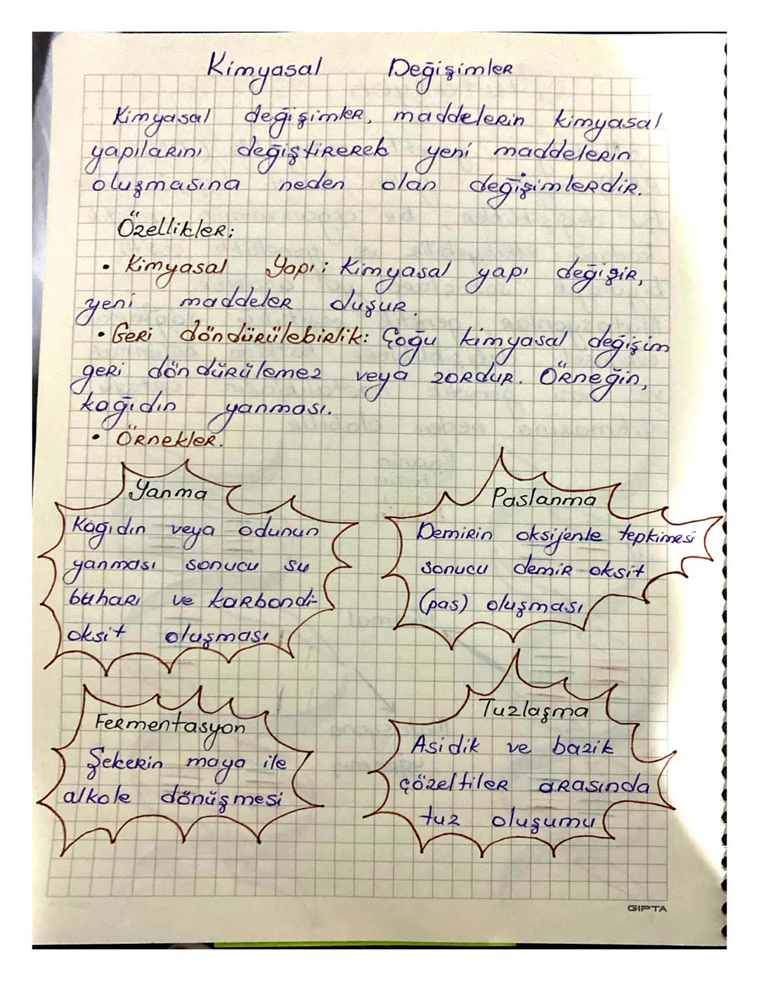 Kimyasal değişimler