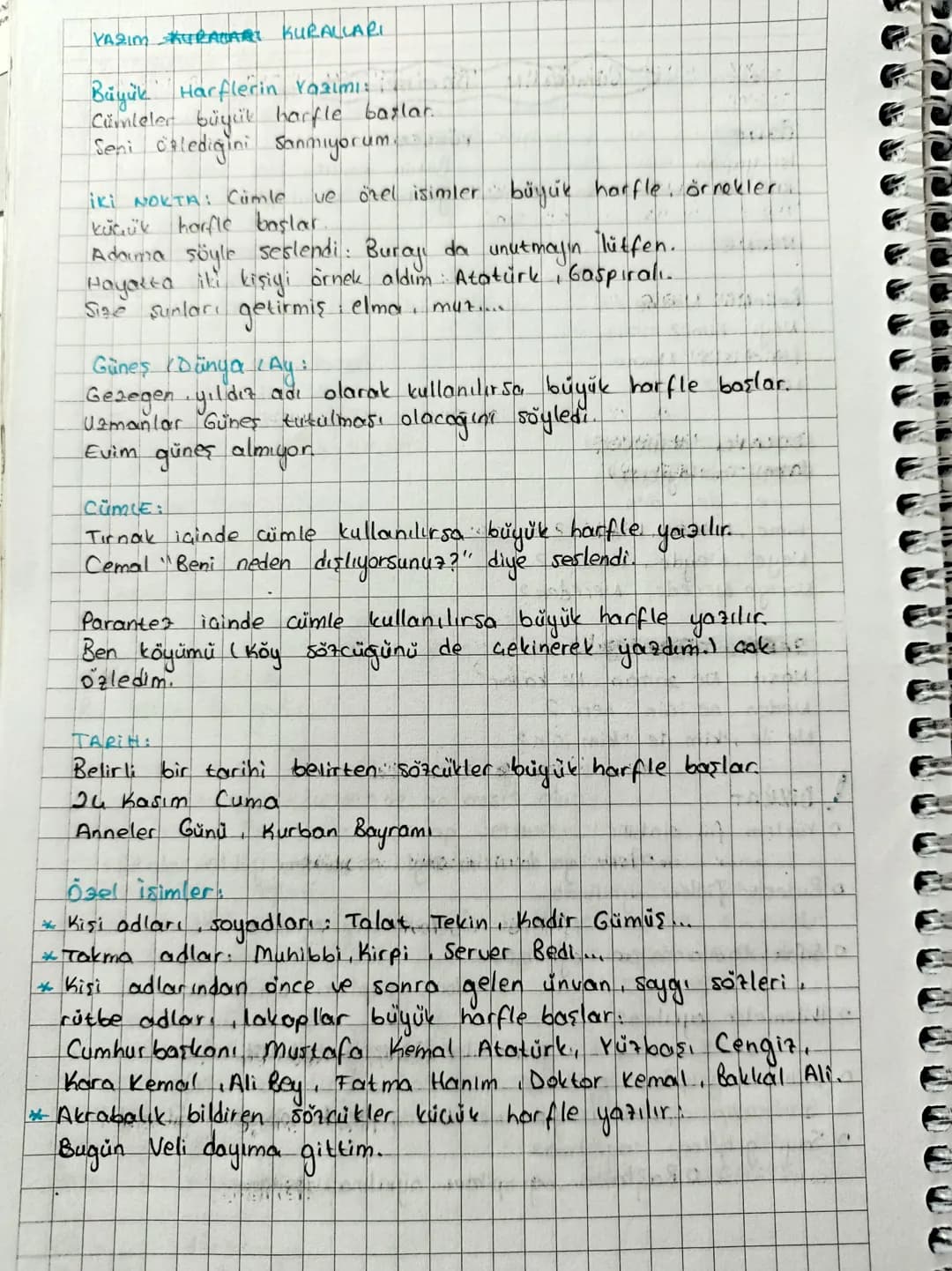 YAZIM KURALARI KURALLARI
Büyük Harflerin Yazımı:
Cümleler büyük harfle başlar.
Seni ütlediğini sanmıyorum.
ve
ozel isimler büyük harfle, örn