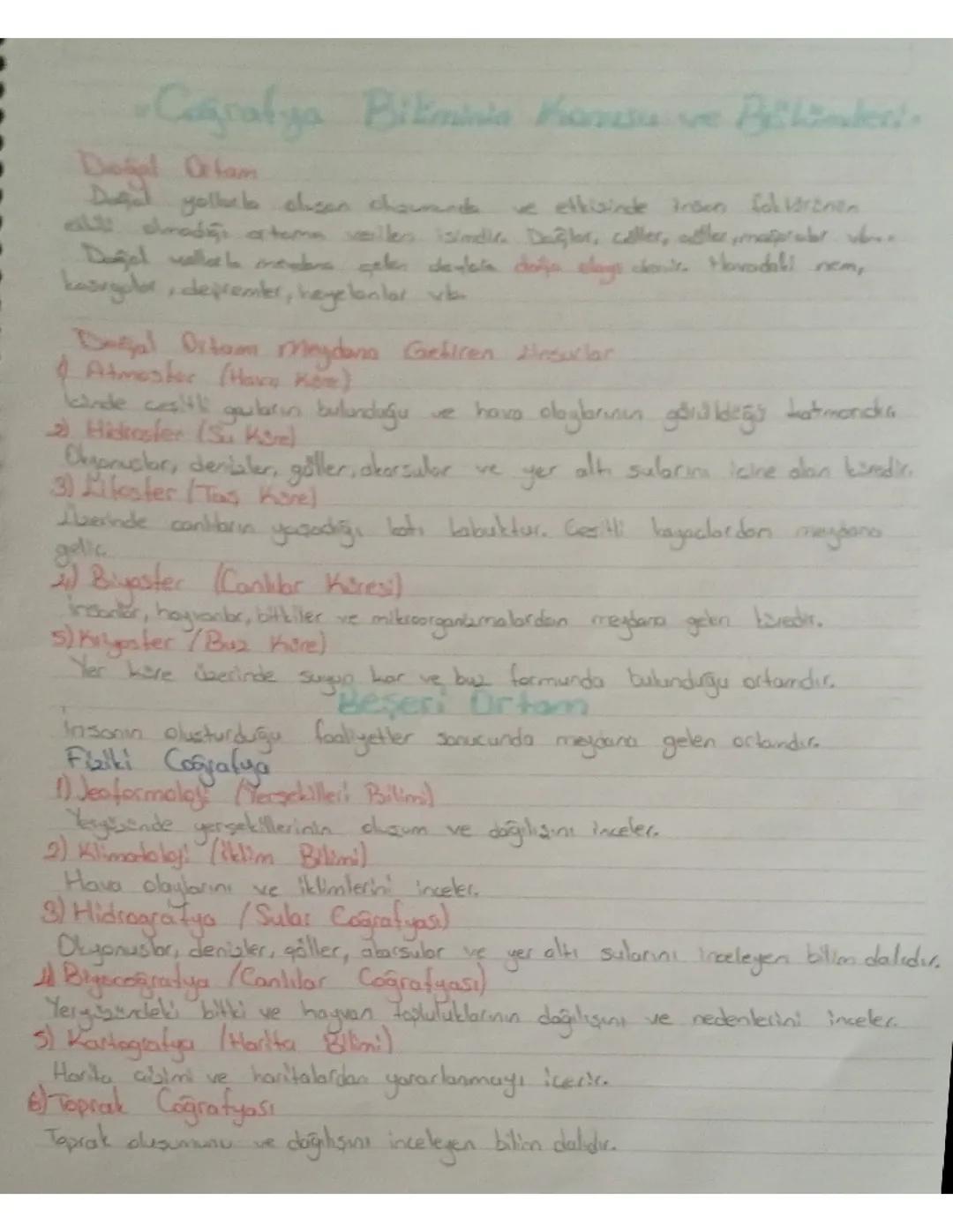 9. Sınıf coğrafya 1. Ünite coğrafyanın doğası