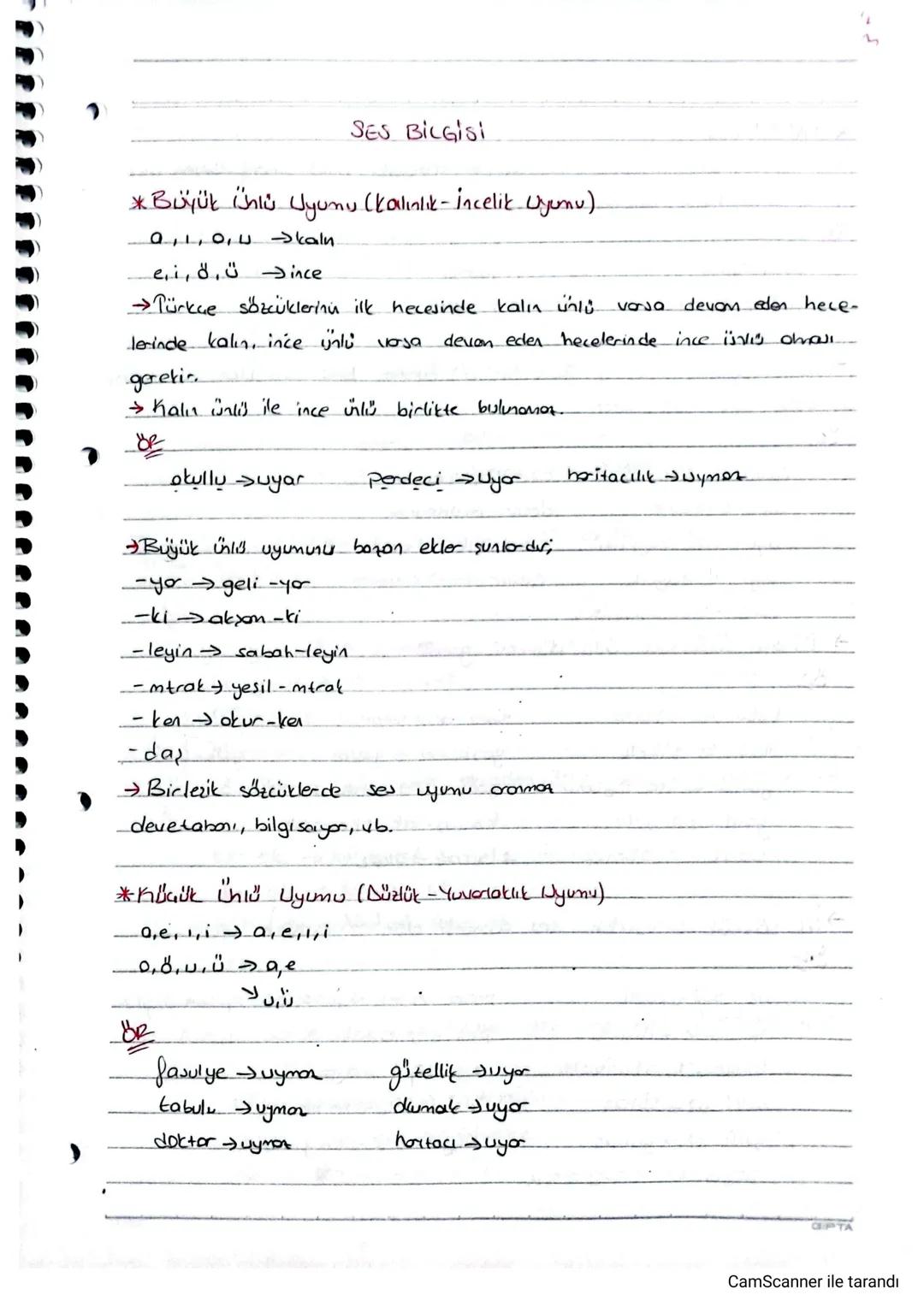 SES BILGIS
* Büyük ünlü Uyumu (kallınlık - İncelik Uyumu)
0, 1, 0, 4 Skaln.
ei, dü
ince
→Türkçe sözcüklerini ilk necesinde kalın ünlü varsa 