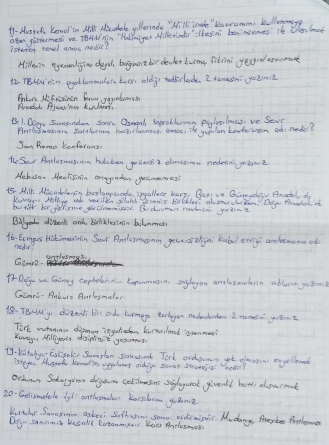 1. Dönem 2.Yazılı
-INKICAP TARIHT SINAV GALISMA NOTLARI -
1-Amasy Genelgesi'nin maddelerinden 2 tanesini yazını 2.
Vatanın bağımsızlığı mill
