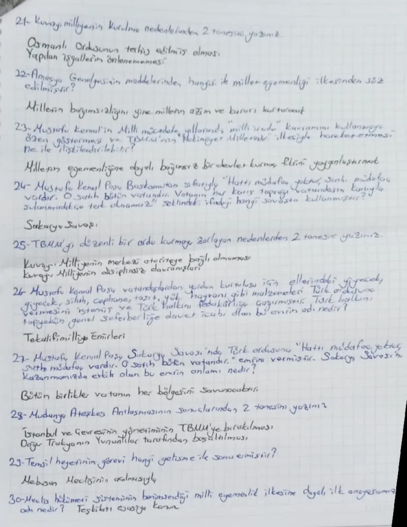 1. Dönem 2.Yazılı
-INKICAP TARIHT SINAV GALISMA NOTLARI -
1-Amasy Genelgesi'nin maddelerinden 2 tanesini yazını 2.
Vatanın bağımsızlığı mill