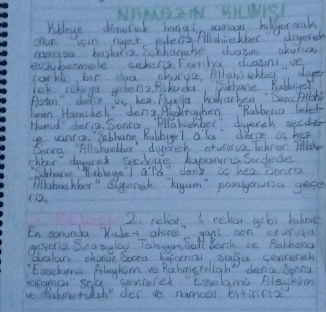 5. Sınıf Din Kültürü ve Ahlak Bilgisi Namazın Kılınışı
