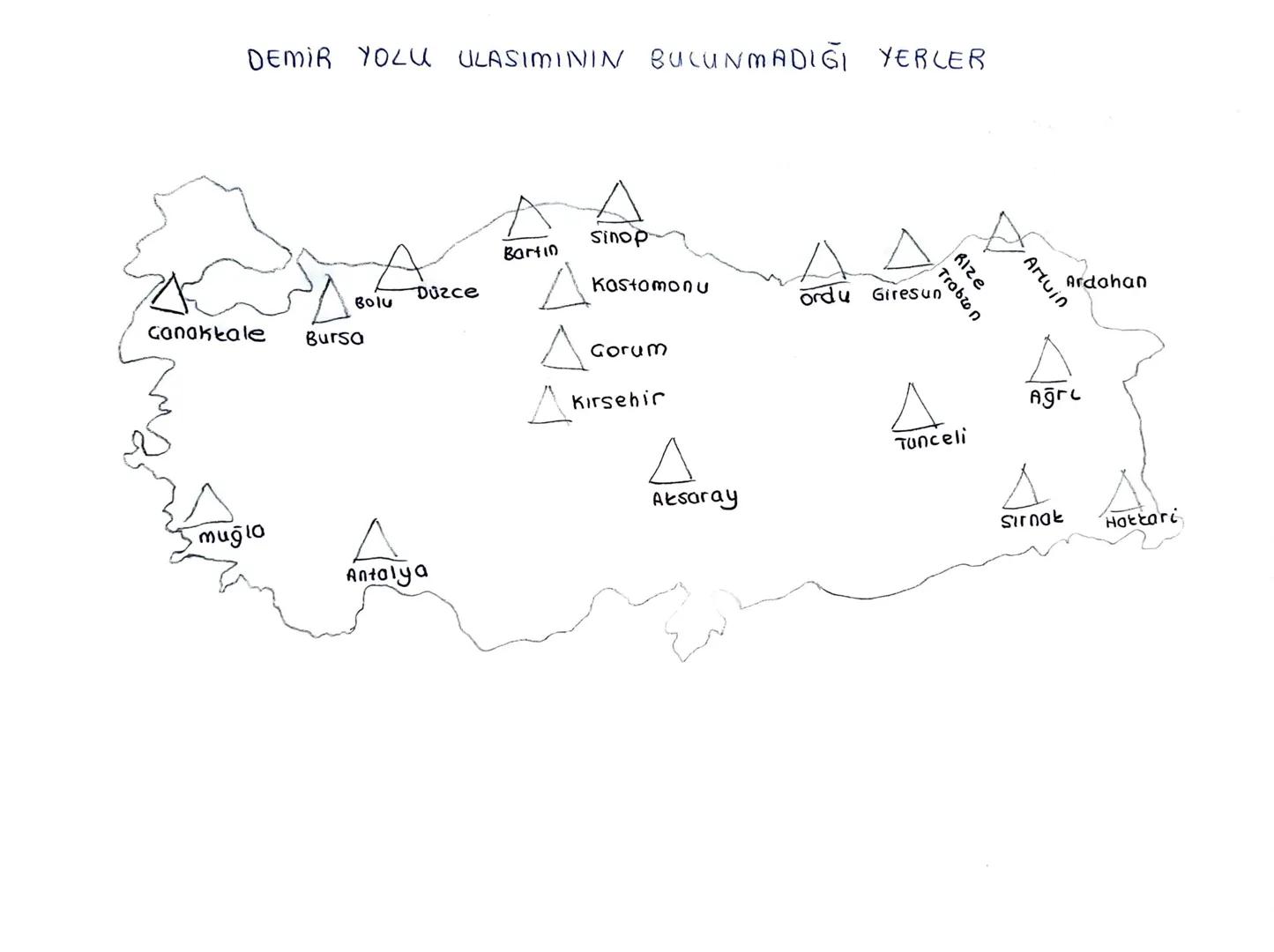 TÜRKİYE 'DE ULASIM $\rightarrow$ Doğu-Batı yönlü gelismistir

1- Karayolu
ulasım en zor $\rightarrow$ Doğu Karadeniz
En zor bölge $\rightarr
