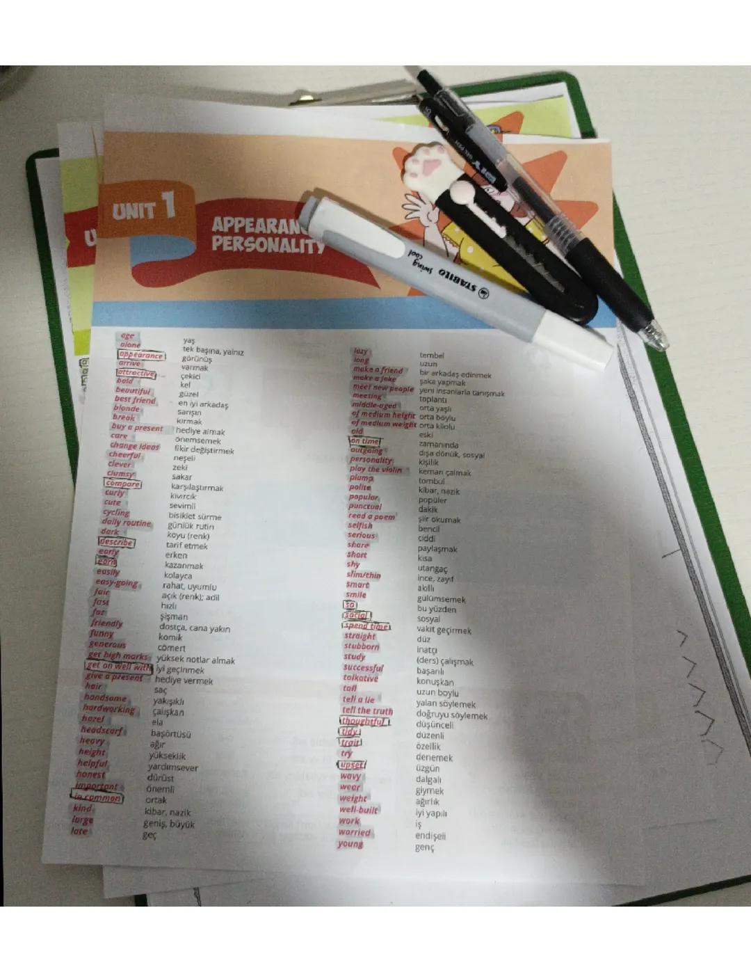 7. Sınıf İngilizce 1. Ünite: Görünüş ve Kişilik