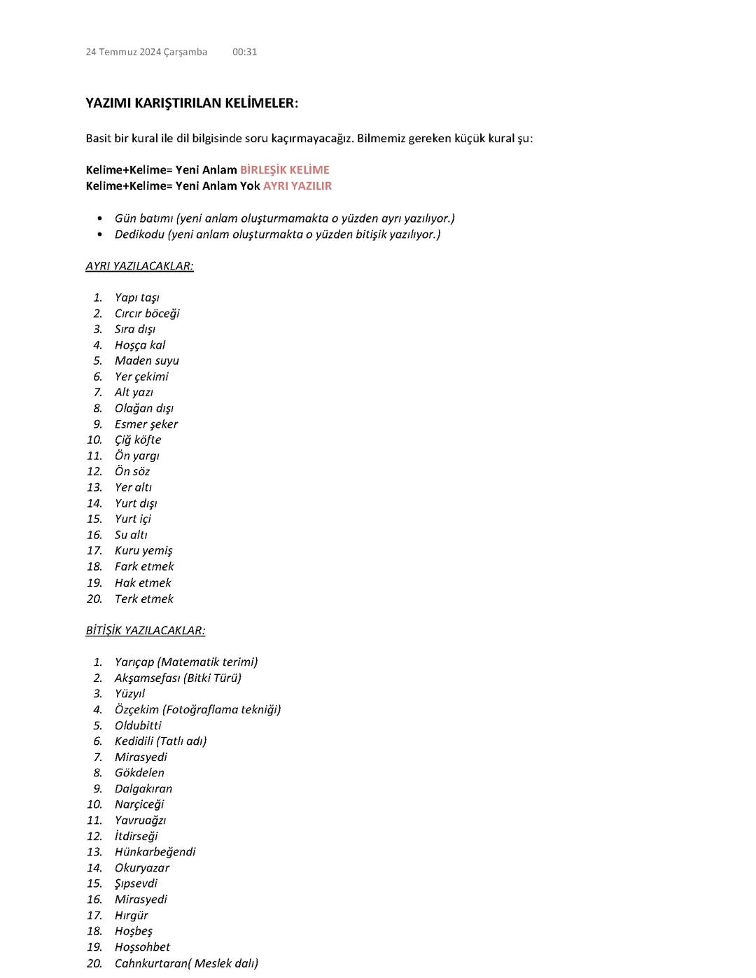 Türkçe Dil Bilgisi: Taktikler ve Örneklerle Yazım Kuralları