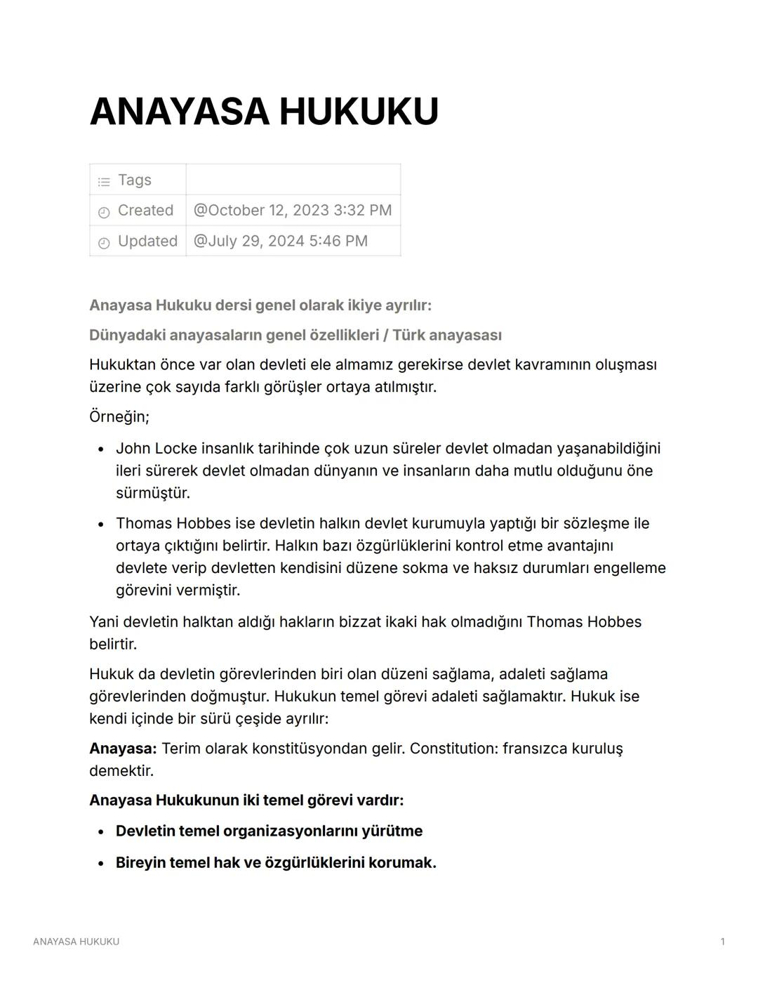 ANAYASA HUKUKU
Tags
• Created
@October 12, 2023 3:32 PM
Updated @July 29, 2024 5:46 PM
Anayasa Hukuku dersi genel olarak ikiye ayrılır:
Düny