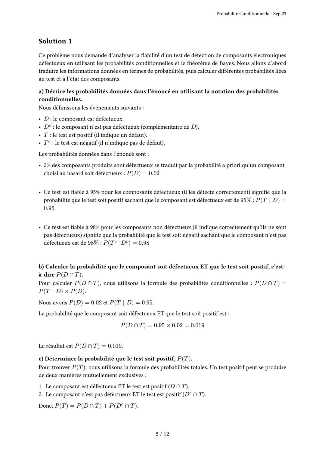 # Probabilité Conditionnelle

Généré par Knowunity.fr - Sep 23

Description: Cet examen couvre la probabilité conditionnelle, les arbres pon
