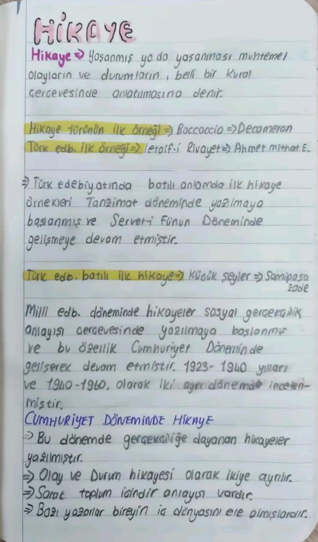# HİRAYE
Hikaye Yaşanmış ya da yaşanması muhtemel
olayların ve durumların, belli bir Kural
Gerçevesinde anlatılmasına denir.
Hikaye türünü