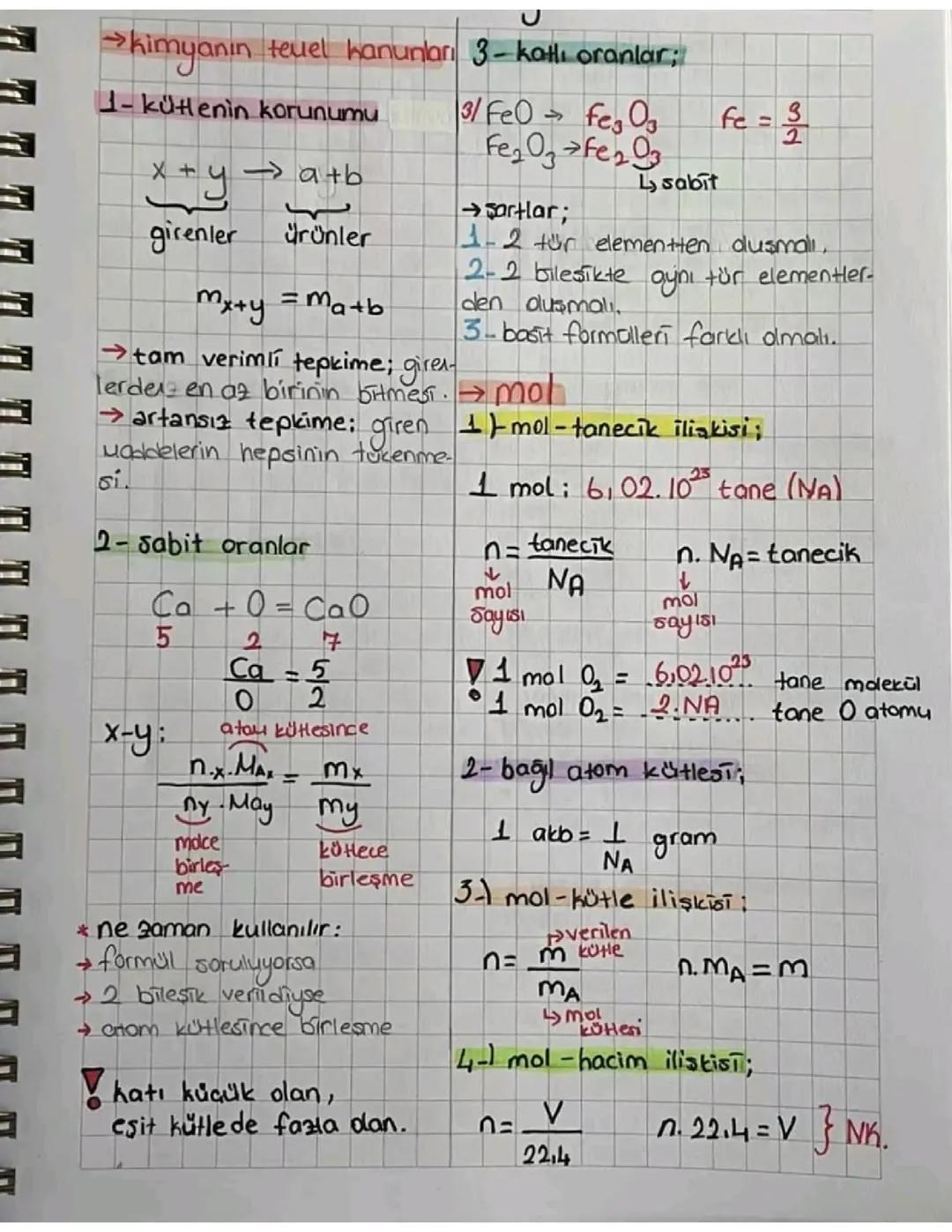 Kimyanın temel kanunları