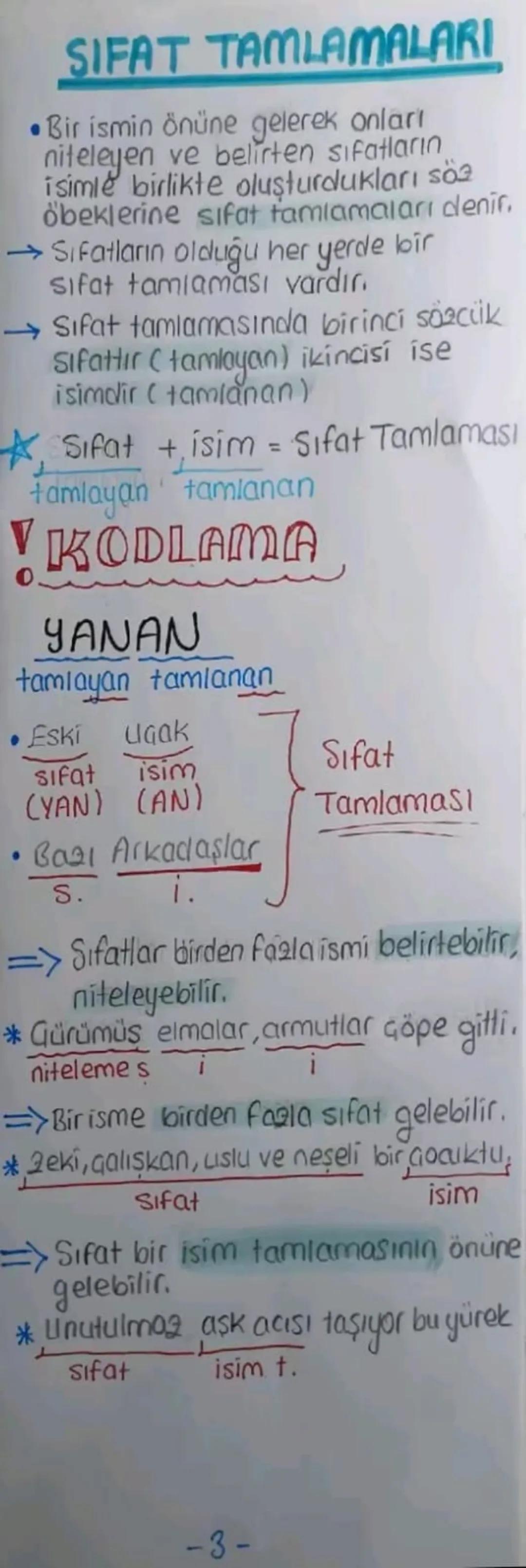 # SIFAT TAMLAMALARI
• Bir ismin önüne gelerek onları
niteleyen ve belirten sıfatların
isimle birlikte oluşturdukları söz
öbeklerine sifat t