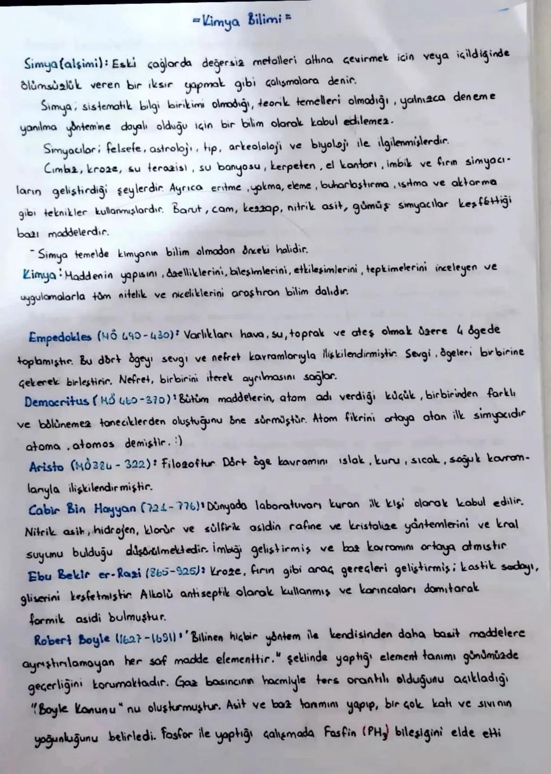 - Kimya Bilimi =
Simya (alsimi): Eski çağlarda değersiz metalleri altına çevirmek için veya içildiğinde
Blümsüzlük veren bir iksir yapmak gi