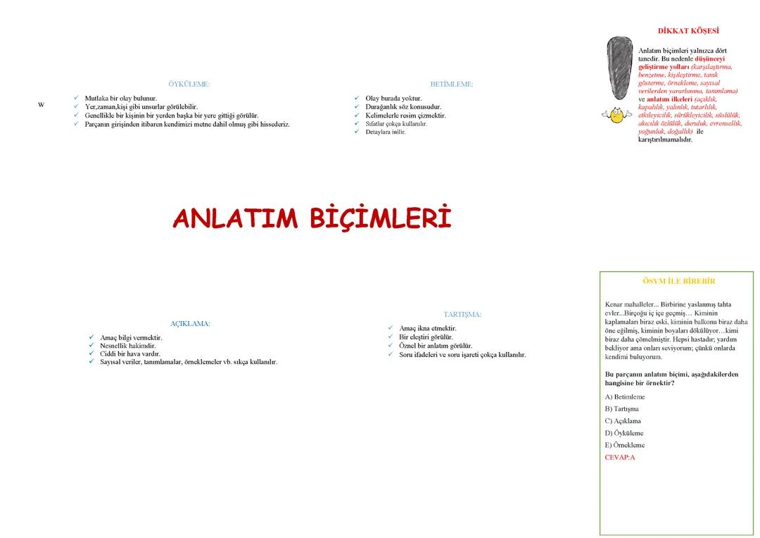 Türkçe Anlatım Biçimleri Rehberi