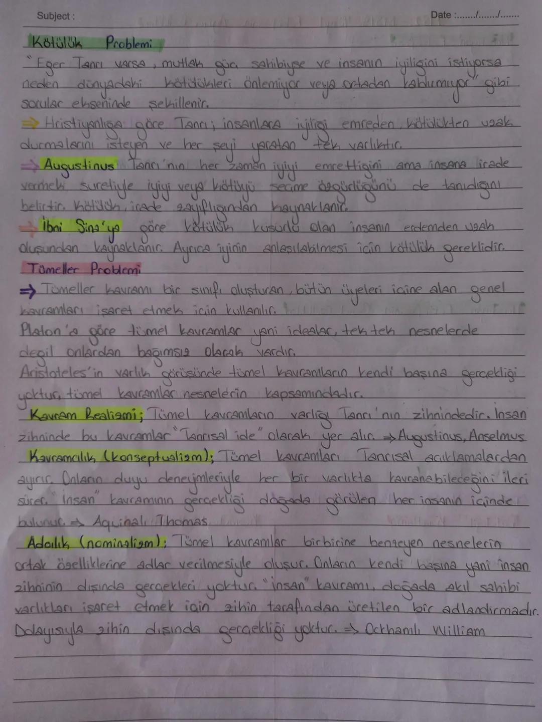 Subject:
Date :......./..............
MS2- MS15. Yüzyıl Felsefesinin ortaya Çıkışı
$
\rightarrow$ Bu dönemde din, felsefenin neredeyse te