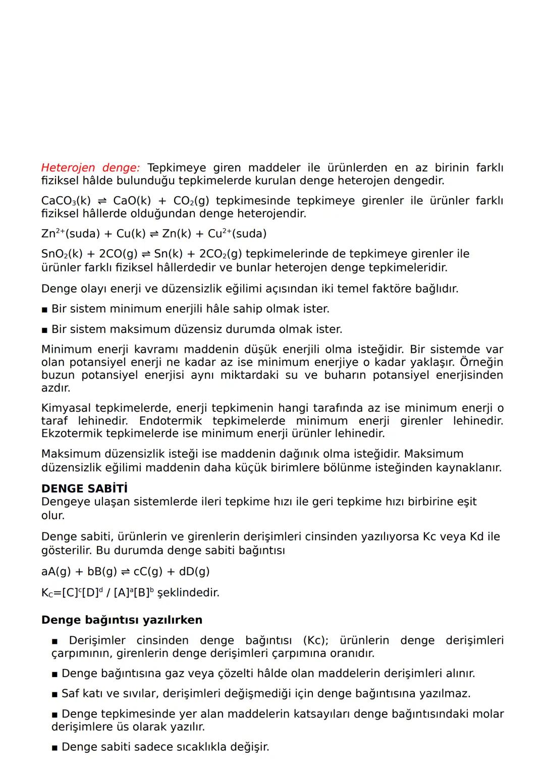6. ÜNİTE
KİMYASAL TEPKİMELERDE DENGE
KONU ÖZETİ
Fiziksel ve Kimyasal Değişimlerde Denge:
Birbirlerine etki eden maddeler karıştırıldığında i