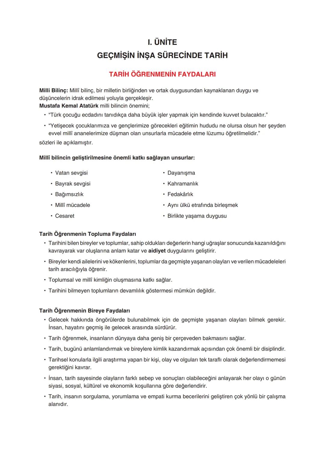 Tarih 9. Sınıf 1. Ünite ders notu