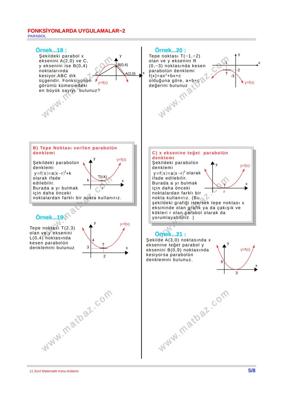 FONKSİYONLARDA UYGULAMALAR-2
PARABOL
PARABOL
a,b,cer,a≠0 olmak koşuluyla
f(x)=ax²+bx+c fonksiyonuna ikinci
dereceden bir değişkenli fonksiy