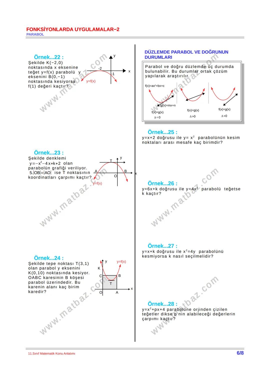 FONKSİYONLARDA UYGULAMALAR-2
PARABOL
PARABOL
a,b,cer,a≠0 olmak koşuluyla
f(x)=ax²+bx+c fonksiyonuna ikinci
dereceden bir değişkenli fonksiy