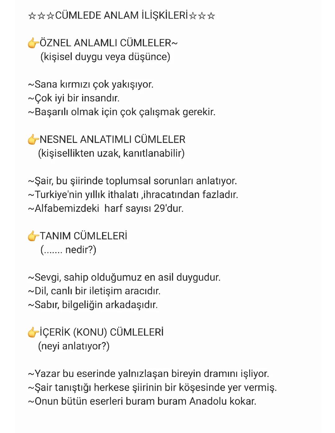 Türkçe Cümlede Anlam