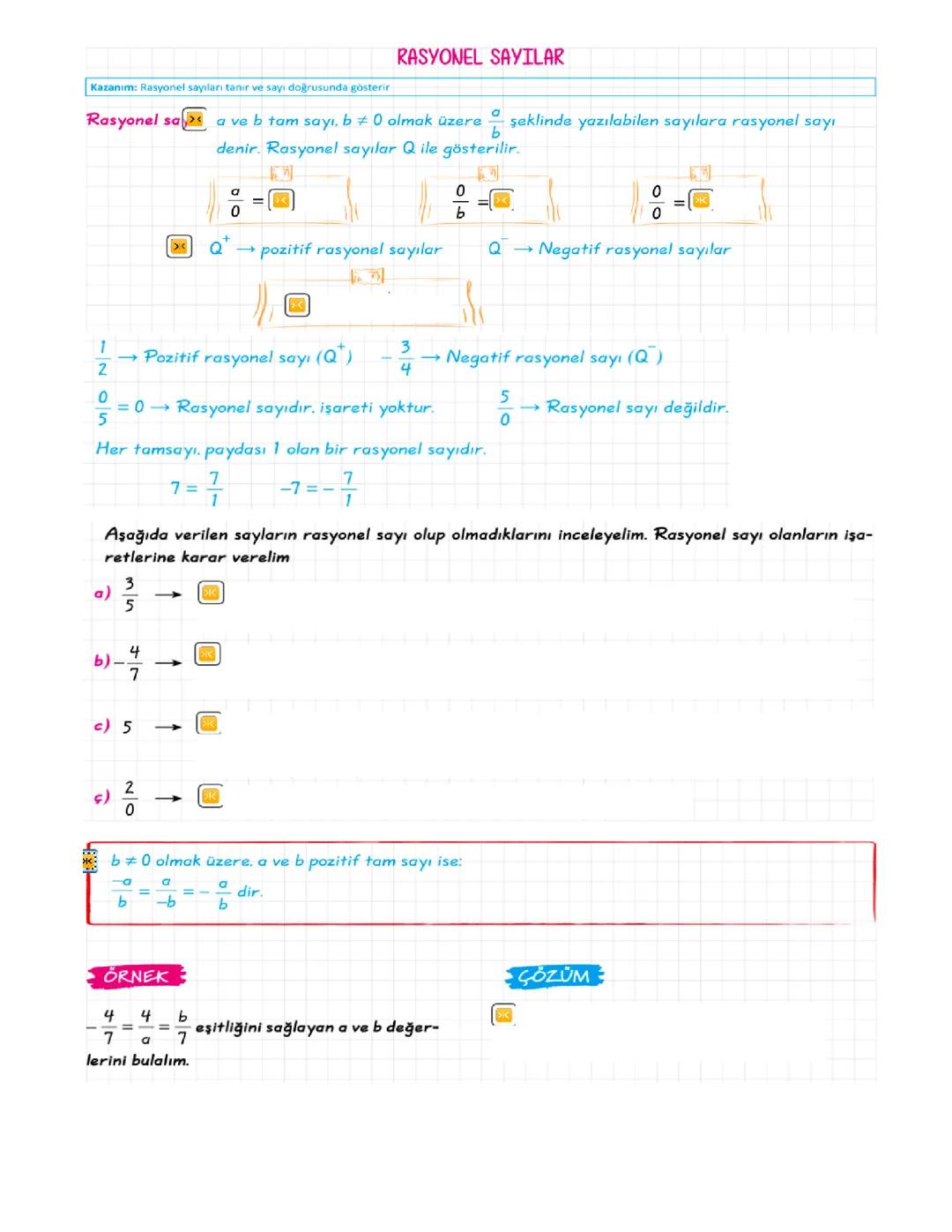 Rasyonel Sayılar ve Özellikleri