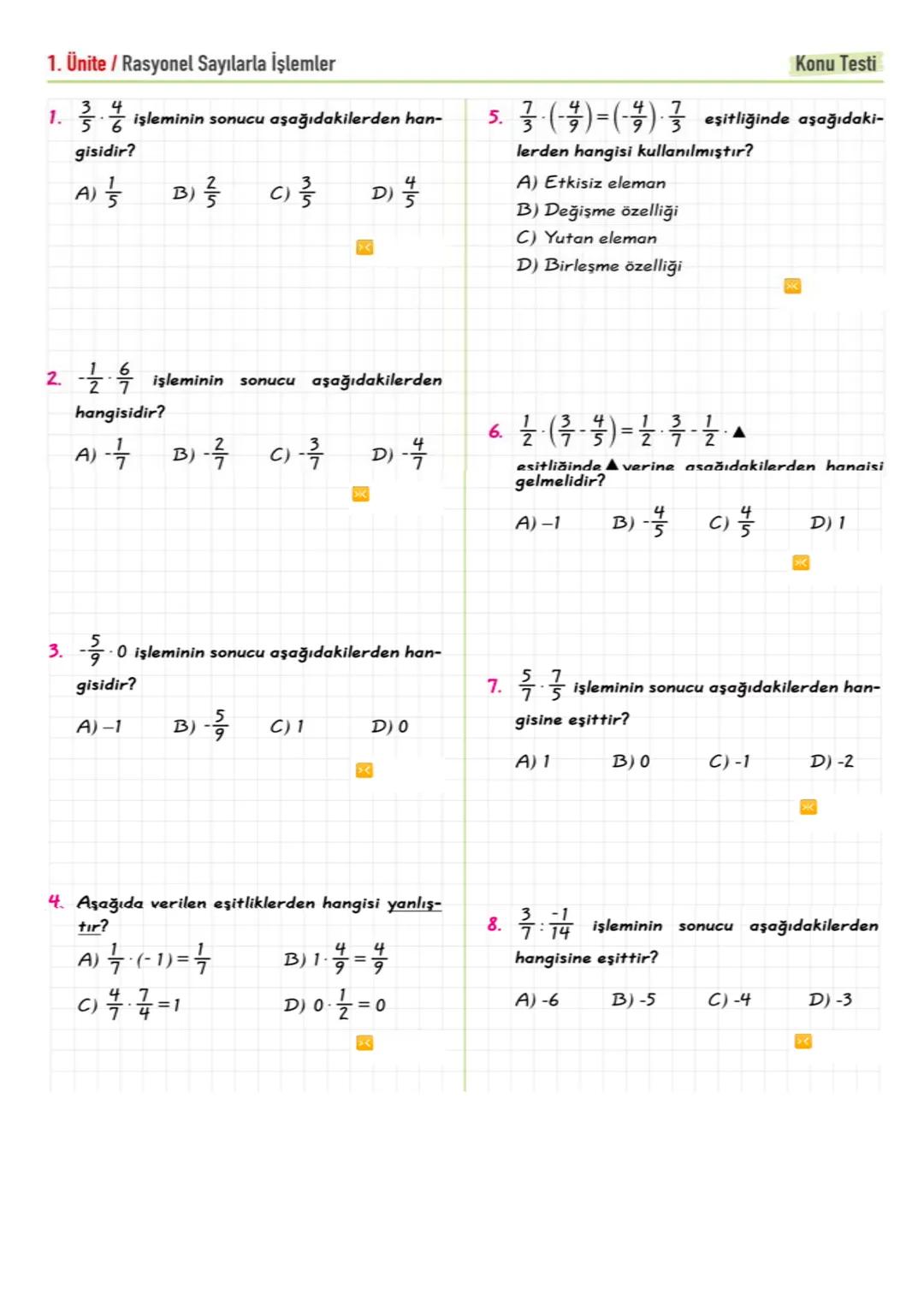 Kazanım: Rasyonel sayıları tanır ve sayı doğrusunda gösterir
RASYONEL SAYILAR
a
Rasyonel saa ve b tam sayı, b + 0 olmak üzere şeklinde yazıl