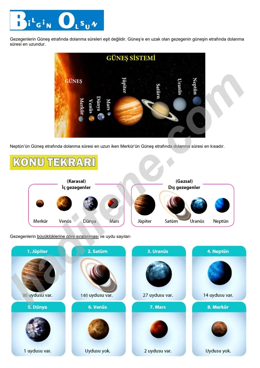 GÜNEŞ
6.SINIF 1.ÜNİTE
GÜNEŞ SİSTEMİ VE
TUTULMALAR
GÜNEŞ SİSTEMİ
Ali Hocayla
Hadi Fene
www.hadifene.com
1.BÖLÜM: GÜNEŞ SİSTEMİ
Güneş'in çevre