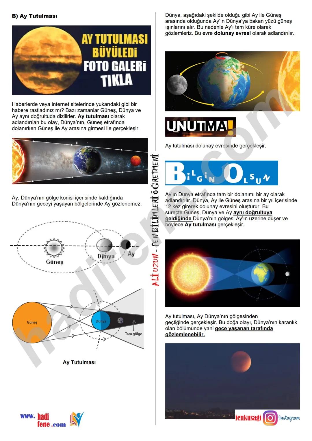 GÜNEŞ
6.SINIF 1.ÜNİTE
GÜNEŞ SİSTEMİ VE
TUTULMALAR
GÜNEŞ SİSTEMİ
Ali Hocayla
Hadi Fene
www.hadifene.com
1.BÖLÜM: GÜNEŞ SİSTEMİ
Güneş'in çevre