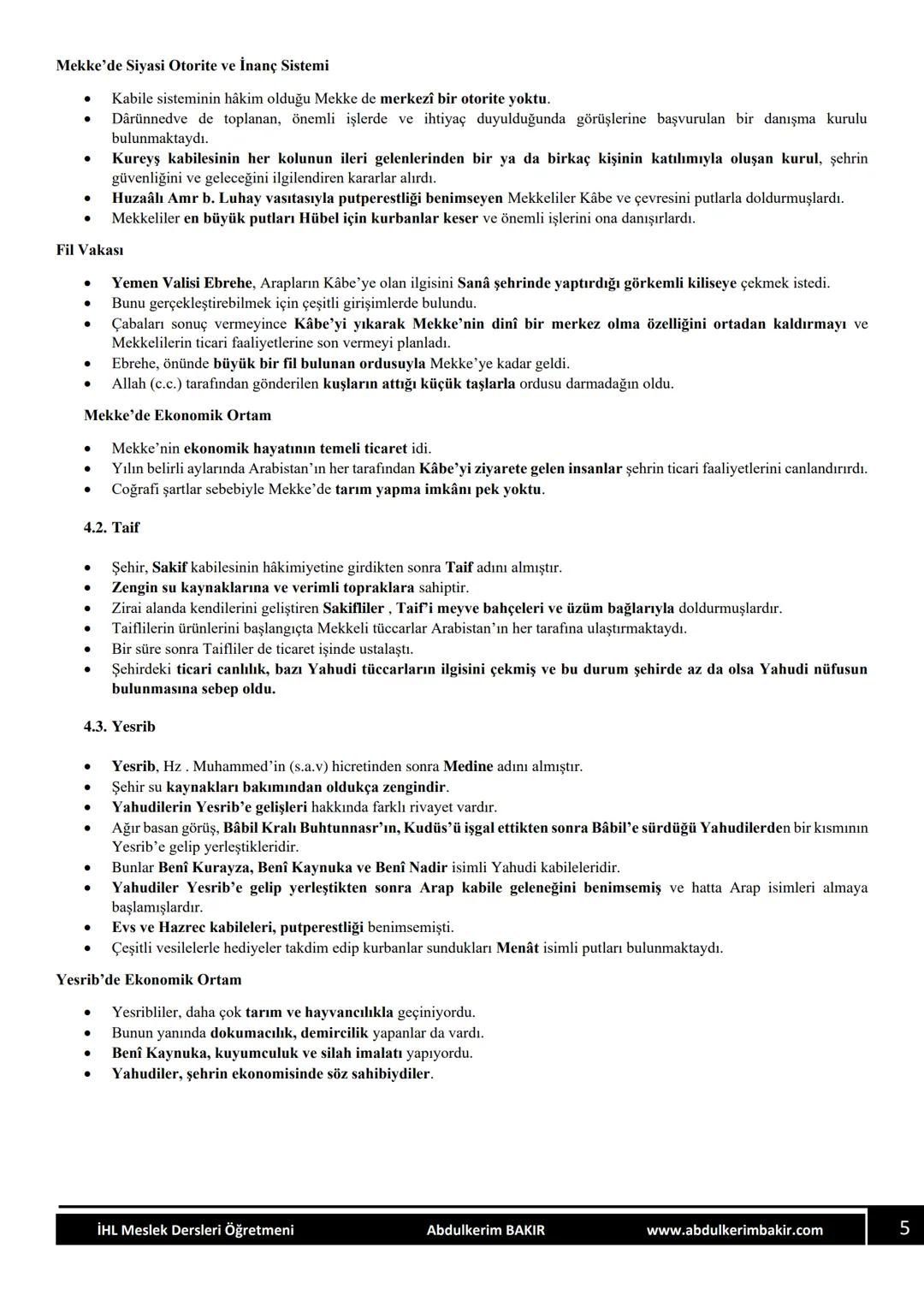 SİYER
DERS NOTLARI
1.ÜNİTE
İSLAMİYET ÖNCESİ ARAP
YARIMADASI
ABDULKERİM BAKIR
İHL Meslek Dersleri Öğretmeni 1. ÜNİTE İSLAMİYET ÖNCESİ AR